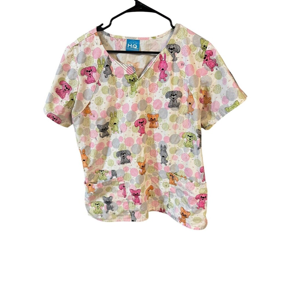 Cherokee HQ Scrub Best Furiends Vneck Neck 4762V-BFFS Vet Medical  Scrub Top